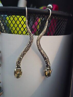 Acid Queen Jewelry - Slithering Snake Citrine Earrings